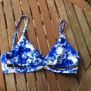 Acid wash wrap around bikini swimsuit top